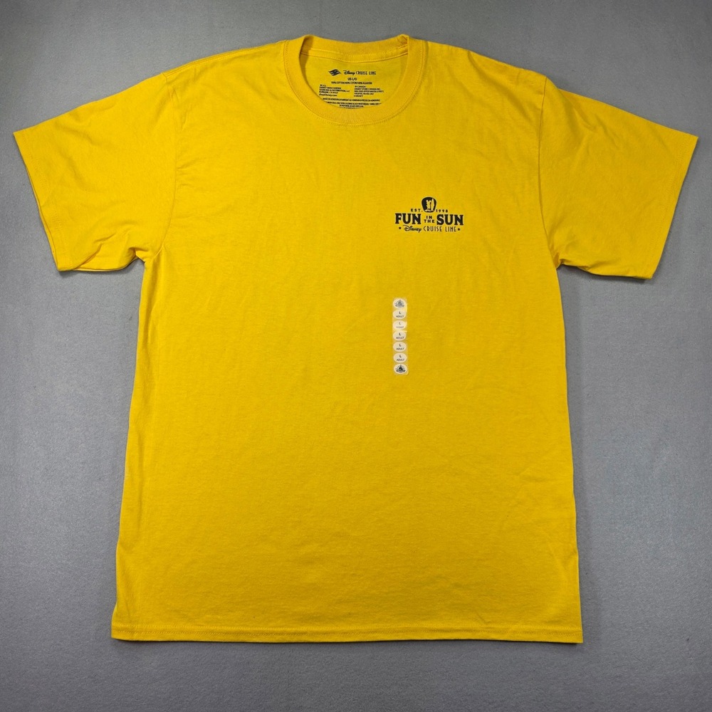 Disney Cruise Line Fun in the Sun Yellow Graphic T-Shirt Mens Large Mickey Mouse
